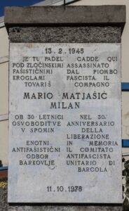 Spominska plošča Mariju Matjašiču-Milanu v Barkovljah